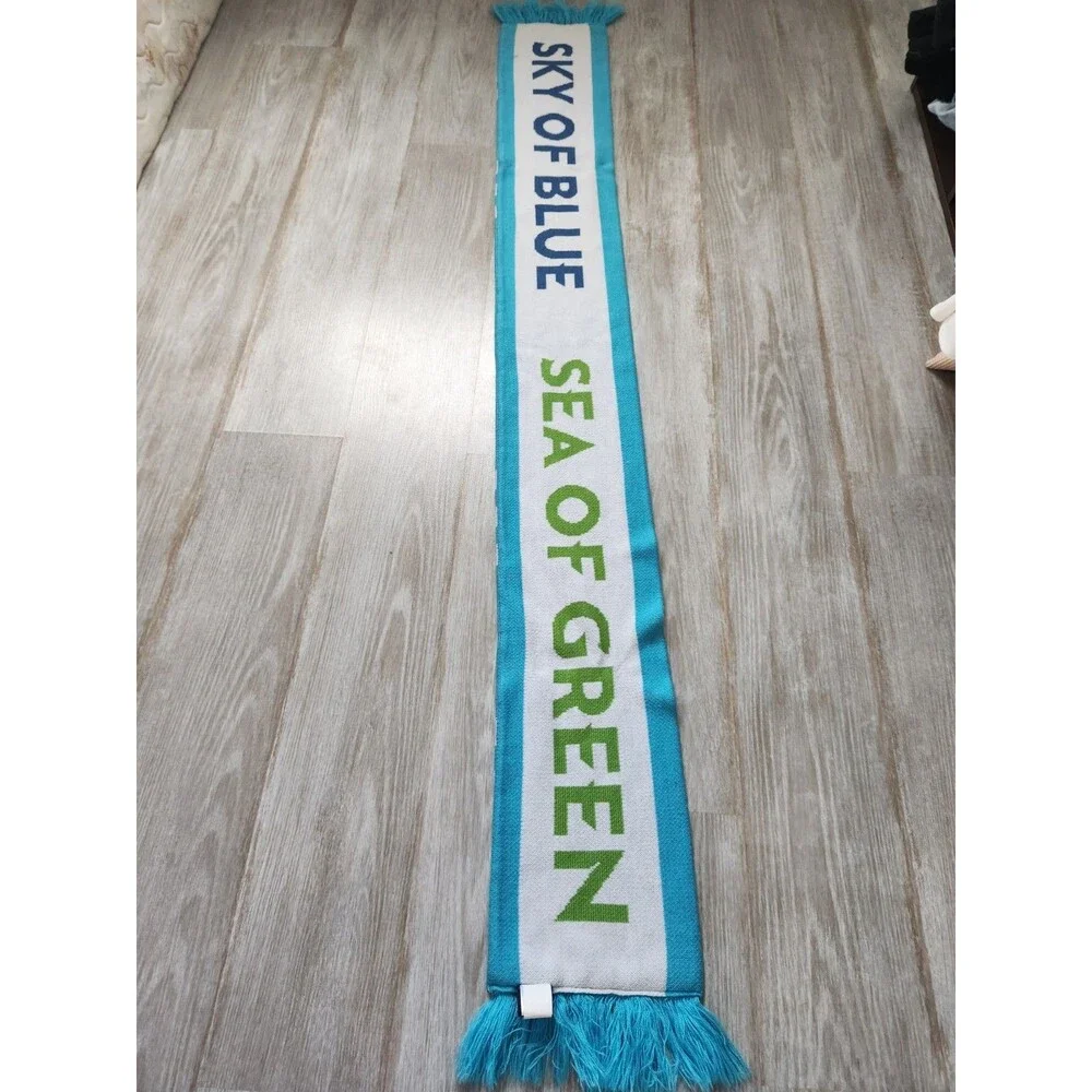 Seattle Sounders FC Adidas Scarf MLS Soccer Fan Knit Fringe Blue Green EUC